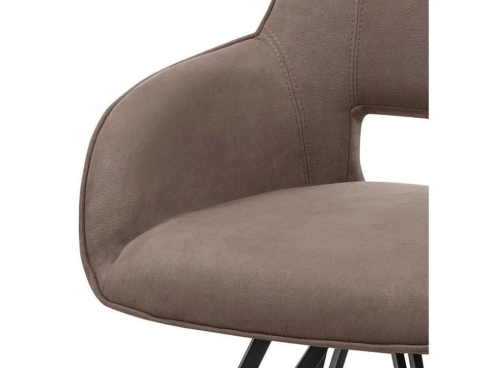 Esstisch Stühle aus Microfaser und Metall Taupe und Schwarz