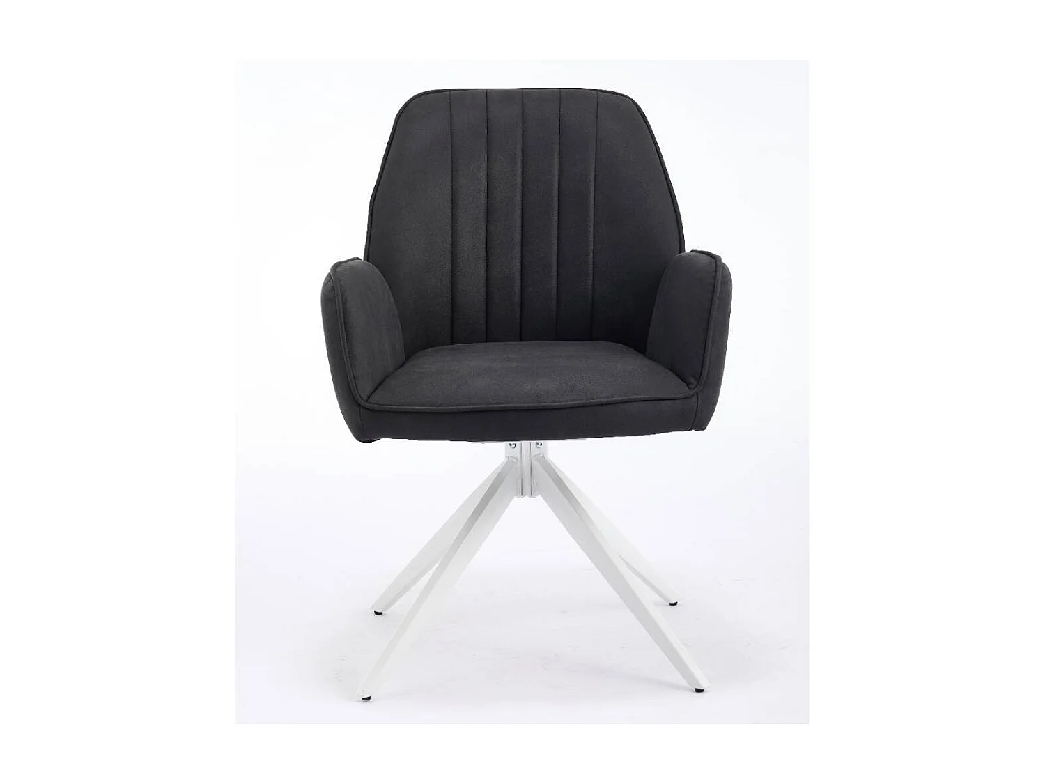 Armlehnstuhl Esstischstuhl in Anthrazit mit linearen Steppnähten (2er Set)