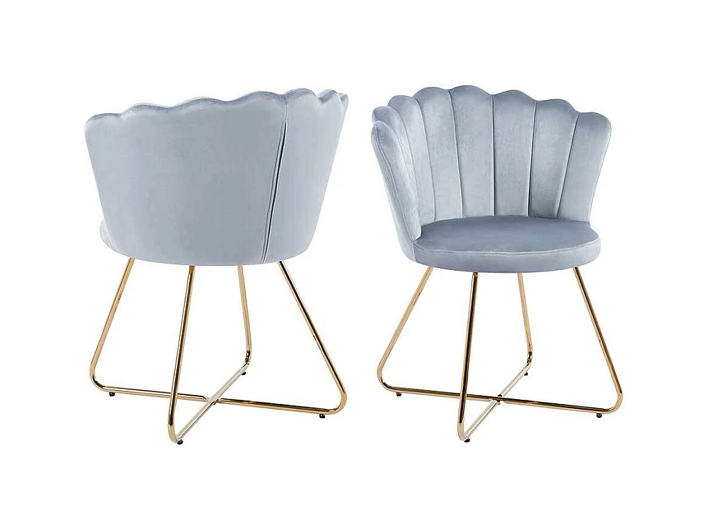 Design Stuhl Esszimmer in Muschelform Gestell aus Metall (2er Set)