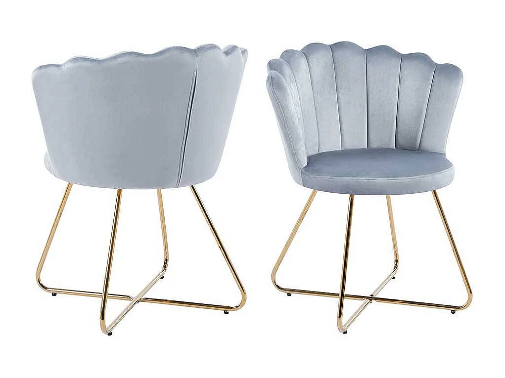 Design Stuhl Esszimmer in Muschelform Gestell aus Metall (2er Set)