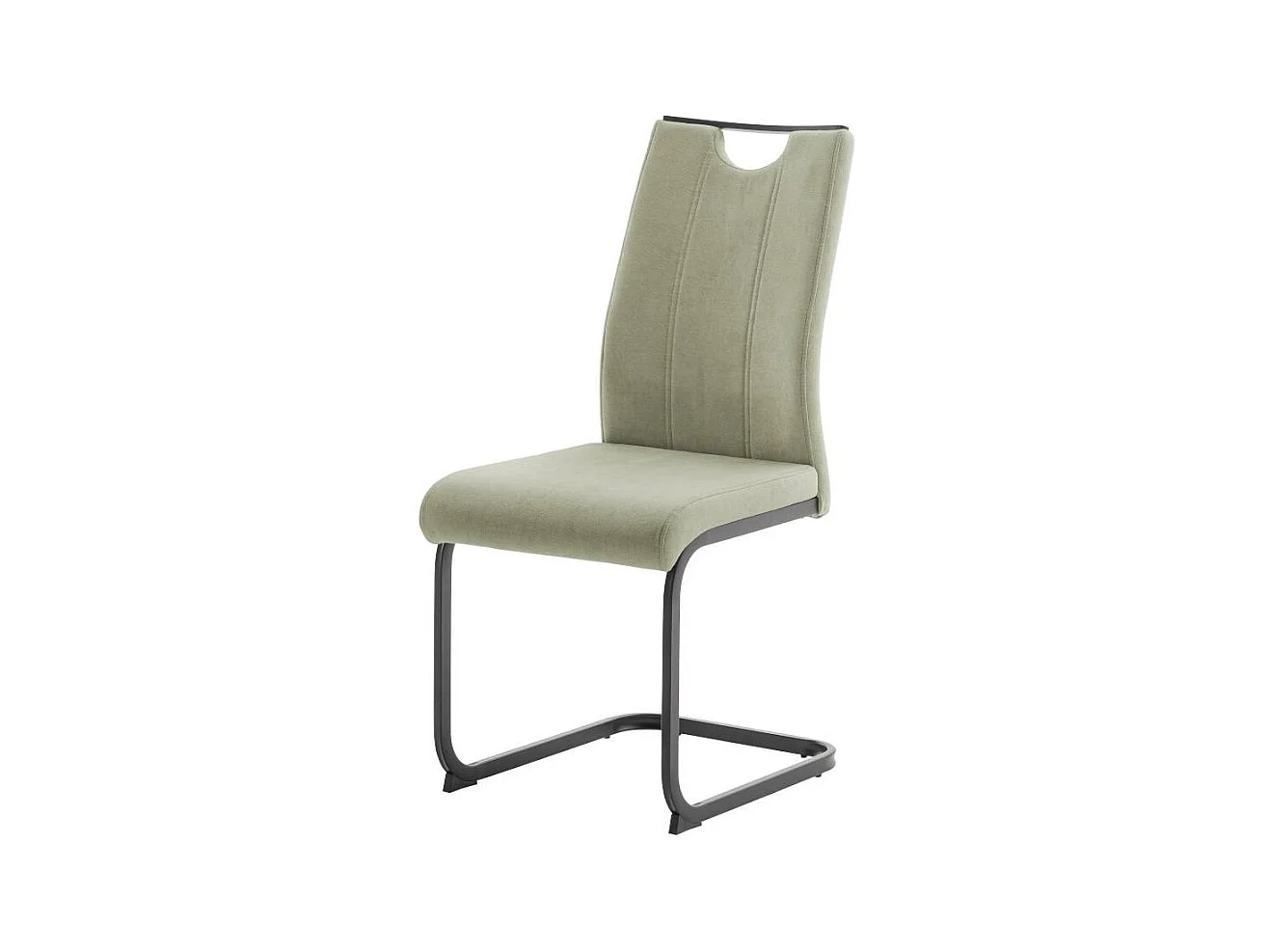 Freischwinger Stuhl Essstuhl in Oliv Gr�n aus Webstoff (4er Set)