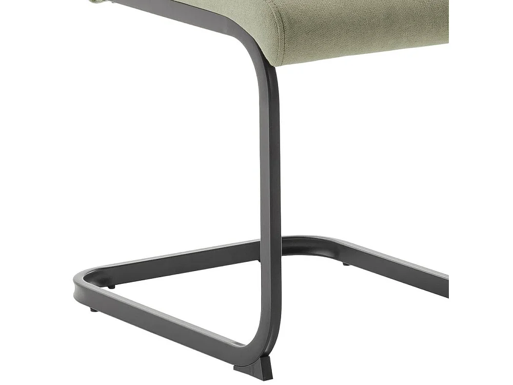 Freischwinger Stuhl Essstuhl in Oliv Gr�n aus Webstoff (4er Set)