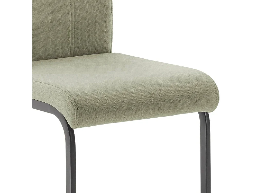 Freischwinger Stuhl Essstuhl in Oliv Gr�n aus Webstoff (4er Set)