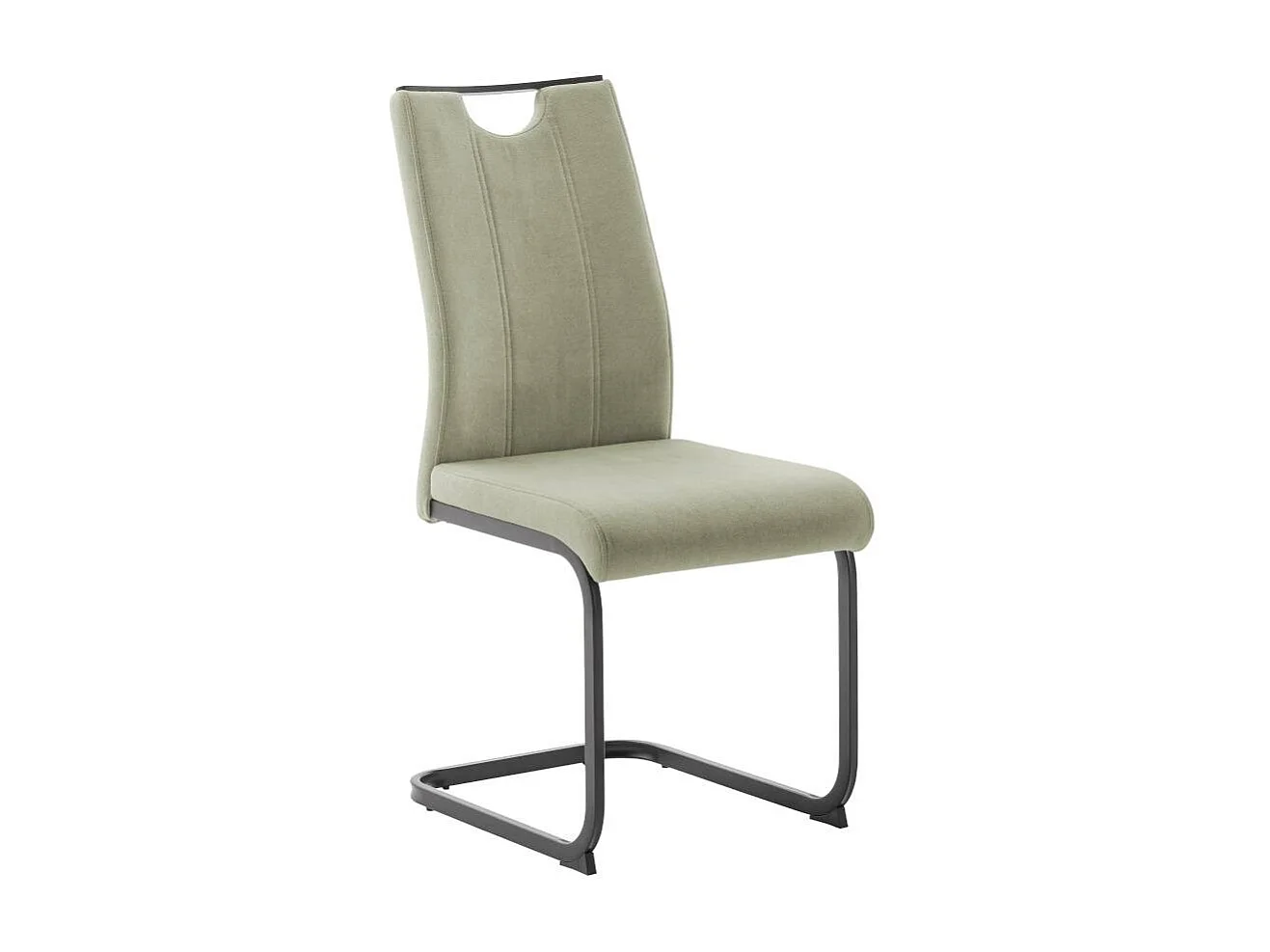 Freischwinger Stuhl Essstuhl in Oliv Gr�n aus Webstoff (4er Set)