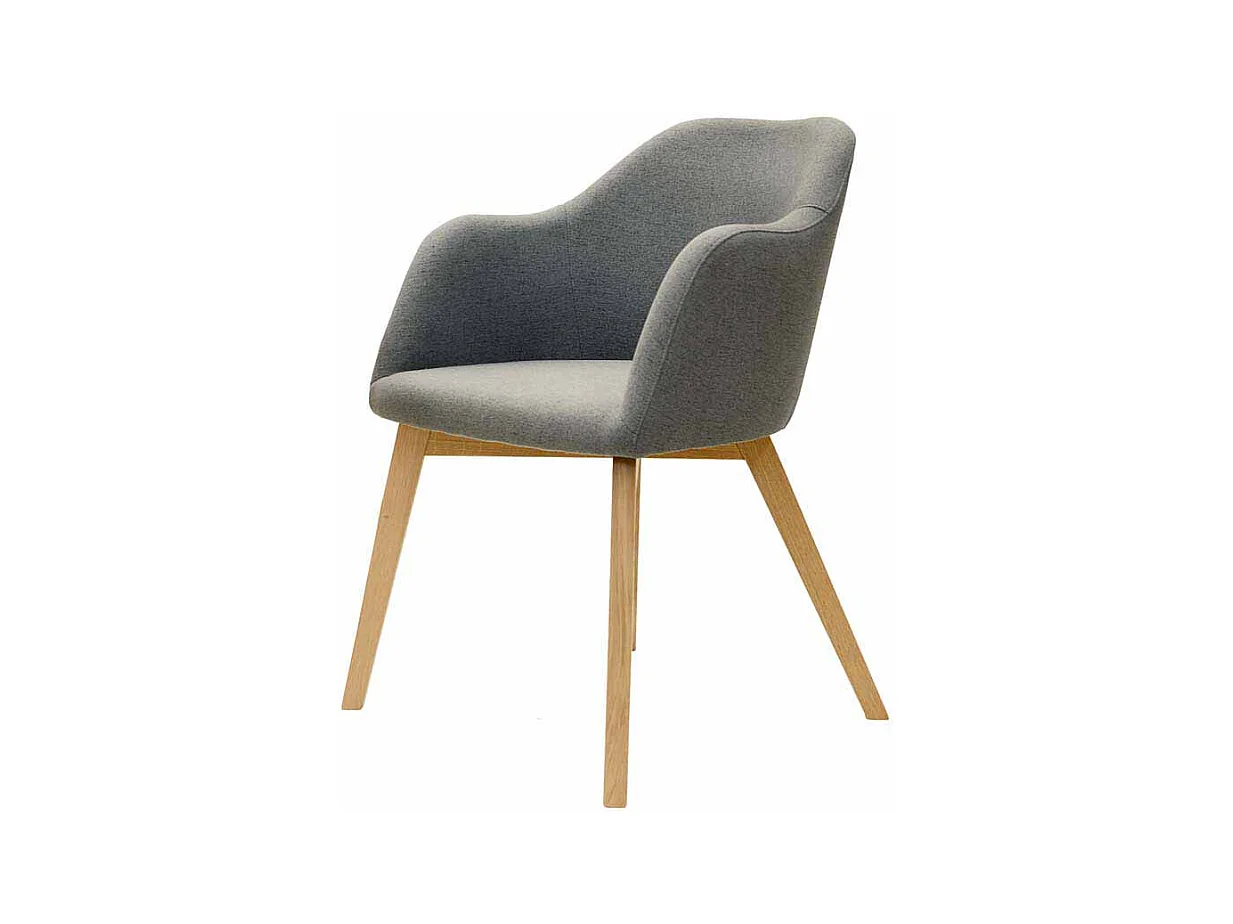 Esstischstuhl in Grau Stoff Armlehnen