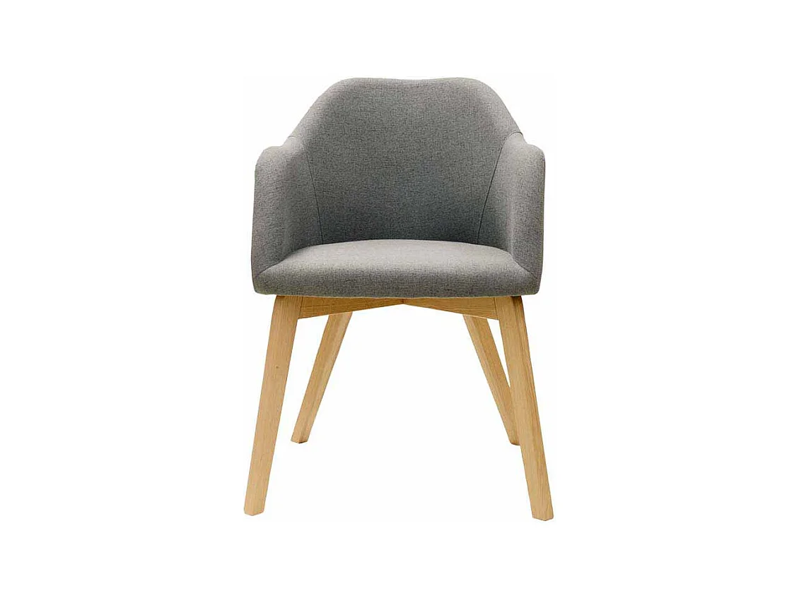 Esstischstuhl in Grau Stoff Armlehnen