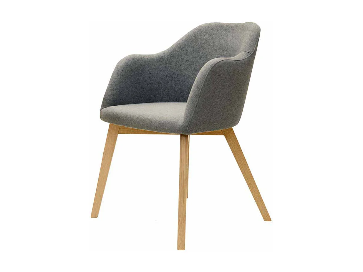 Esstischstuhl in Grau Stoff Armlehnen