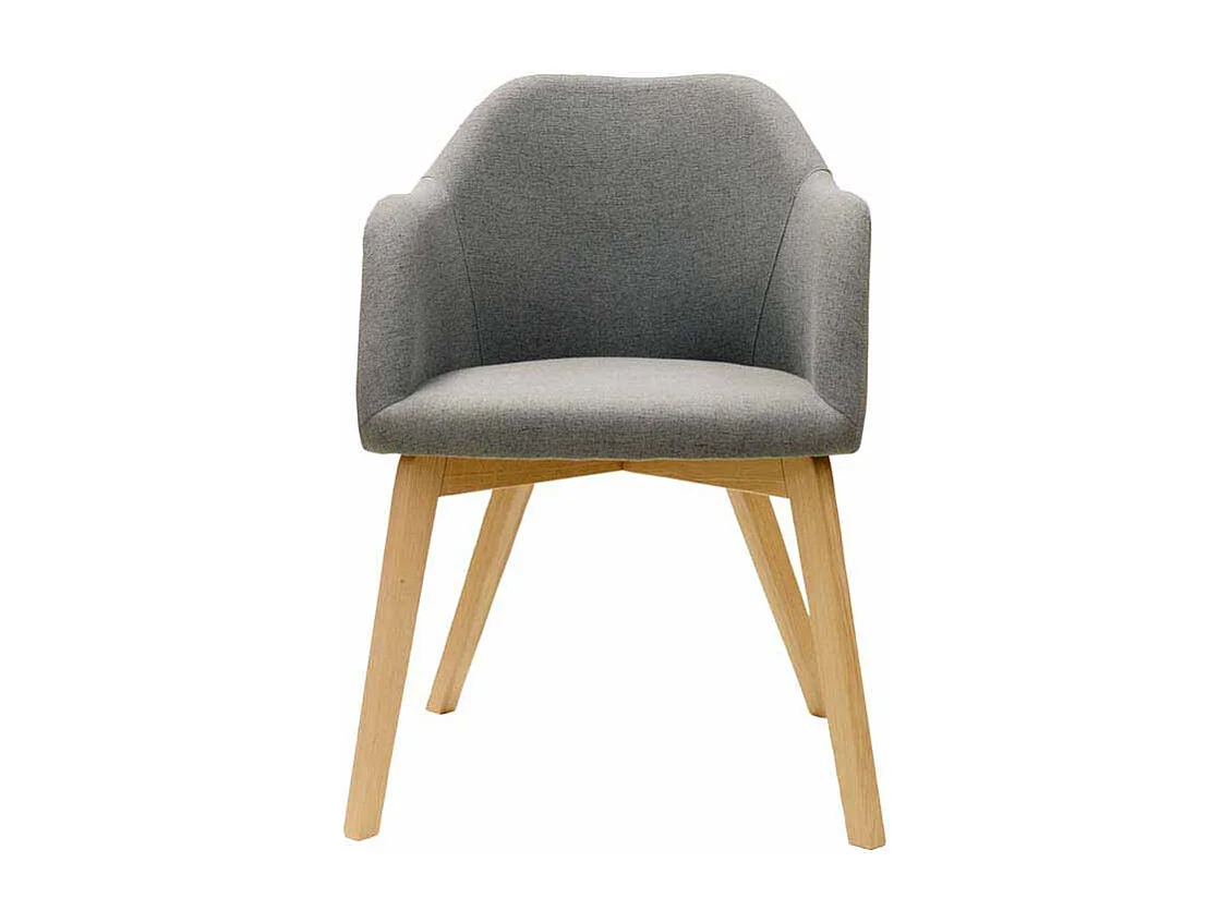 Esstischstuhl in Grau Stoff Armlehnen