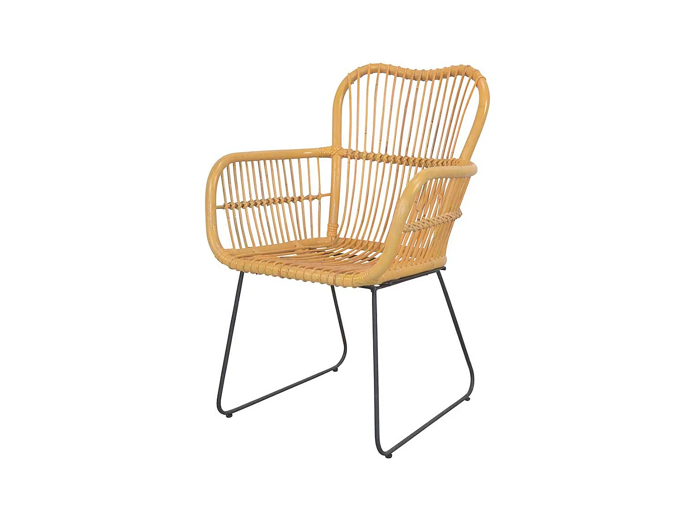 Armlehnen Flechtstuhl in Beige Rattan und Eisen