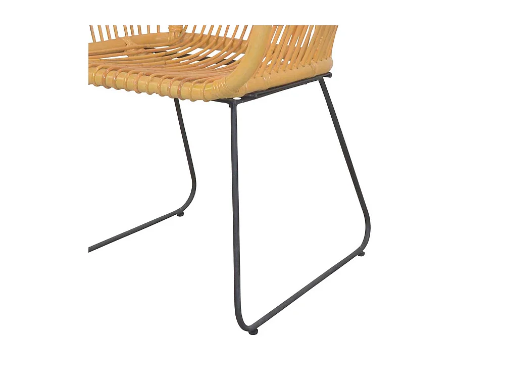 Armlehnen Flechtstuhl in Beige Rattan und Eisen