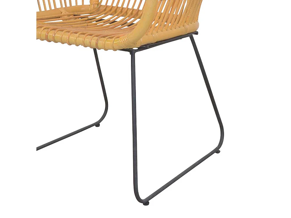 Armlehnen Flechtstuhl in Beige Rattan und Eisen