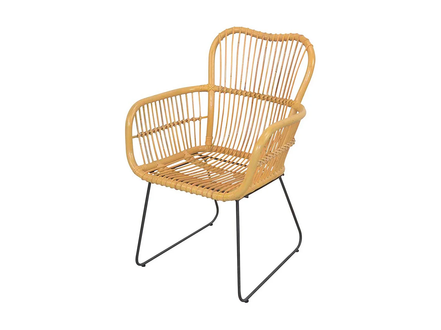 Armlehnen Flechtstuhl in Beige Rattan und Eisen