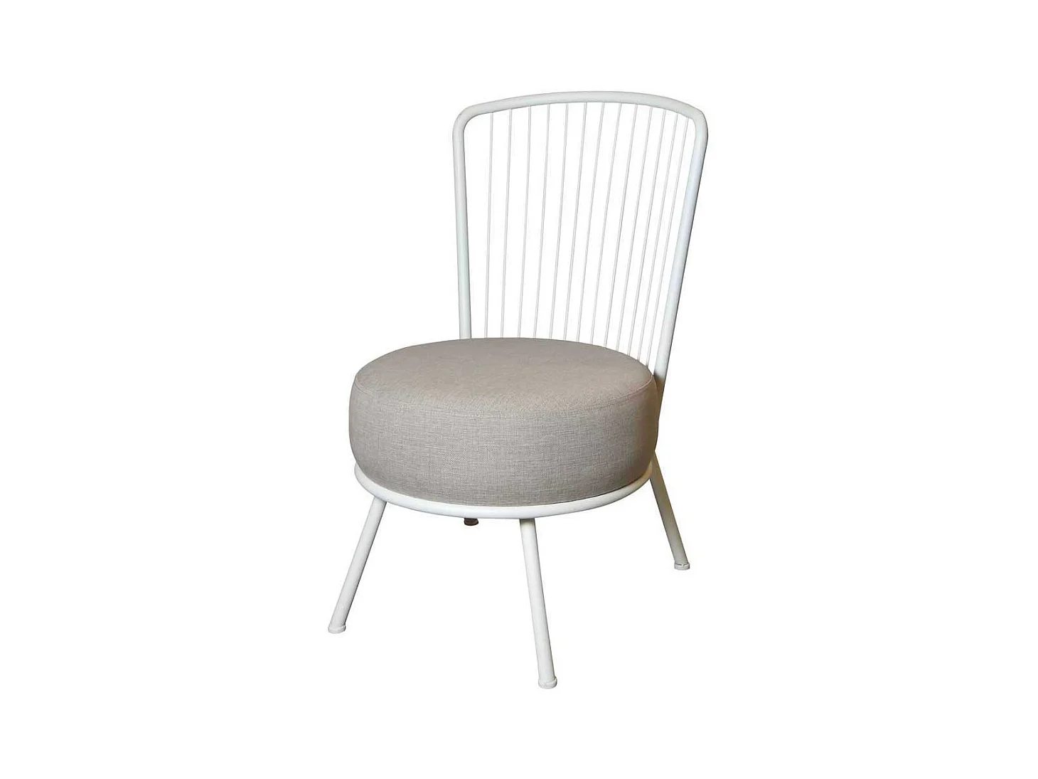 Kuechenstuhl in Weiß und Beige Stahl und Webstoff