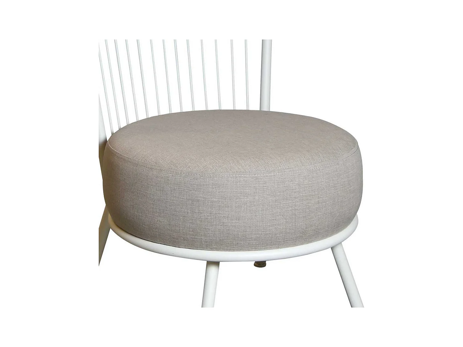 Kuechenstuhl in Weiß und Beige Stahl und Webstoff