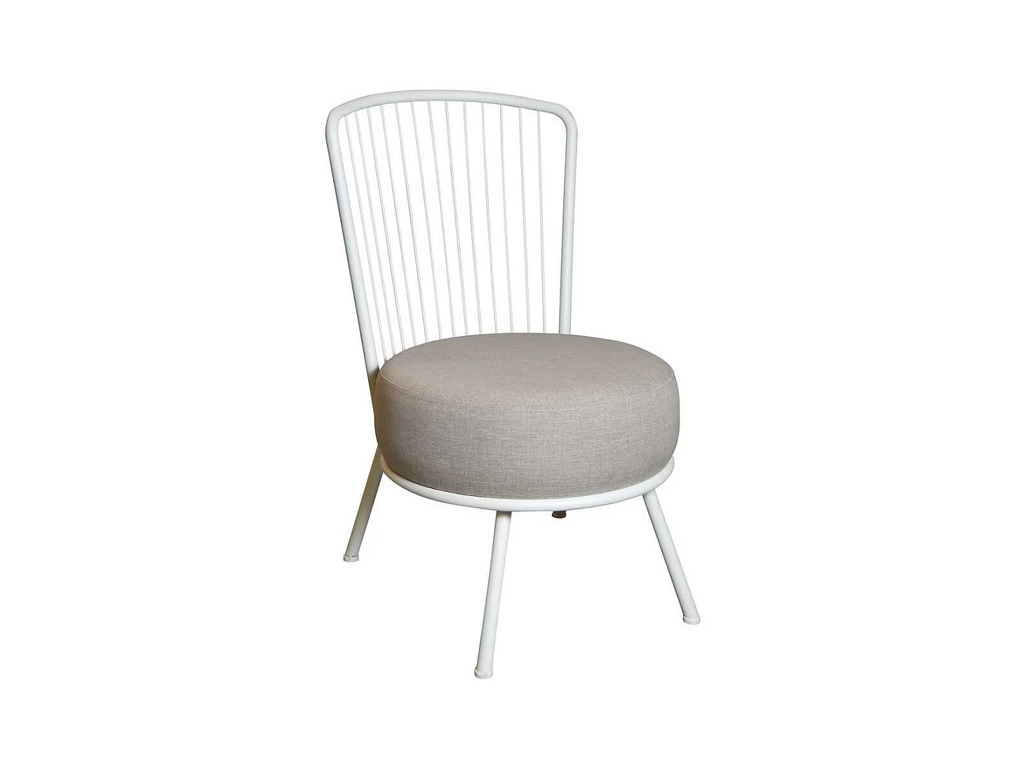 Kuechenstuhl in Weiß und Beige Stahl und Webstoff