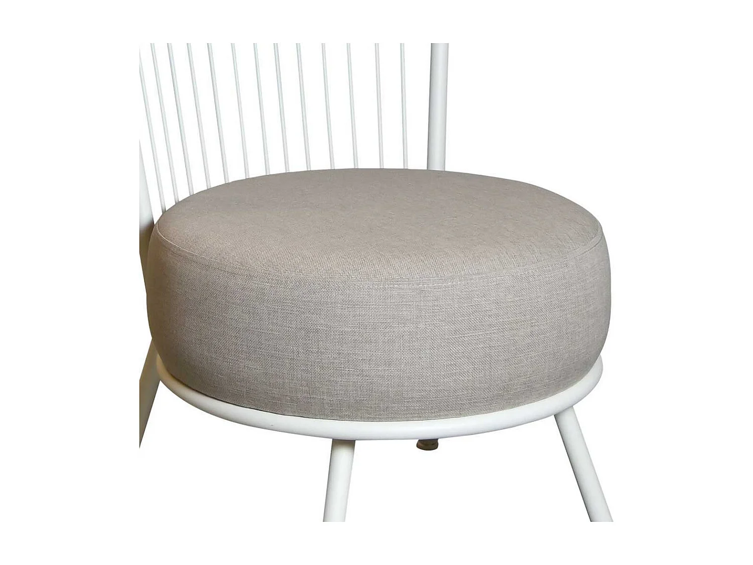 Kuechenstuhl in Weiß und Beige Stahl und Webstoff