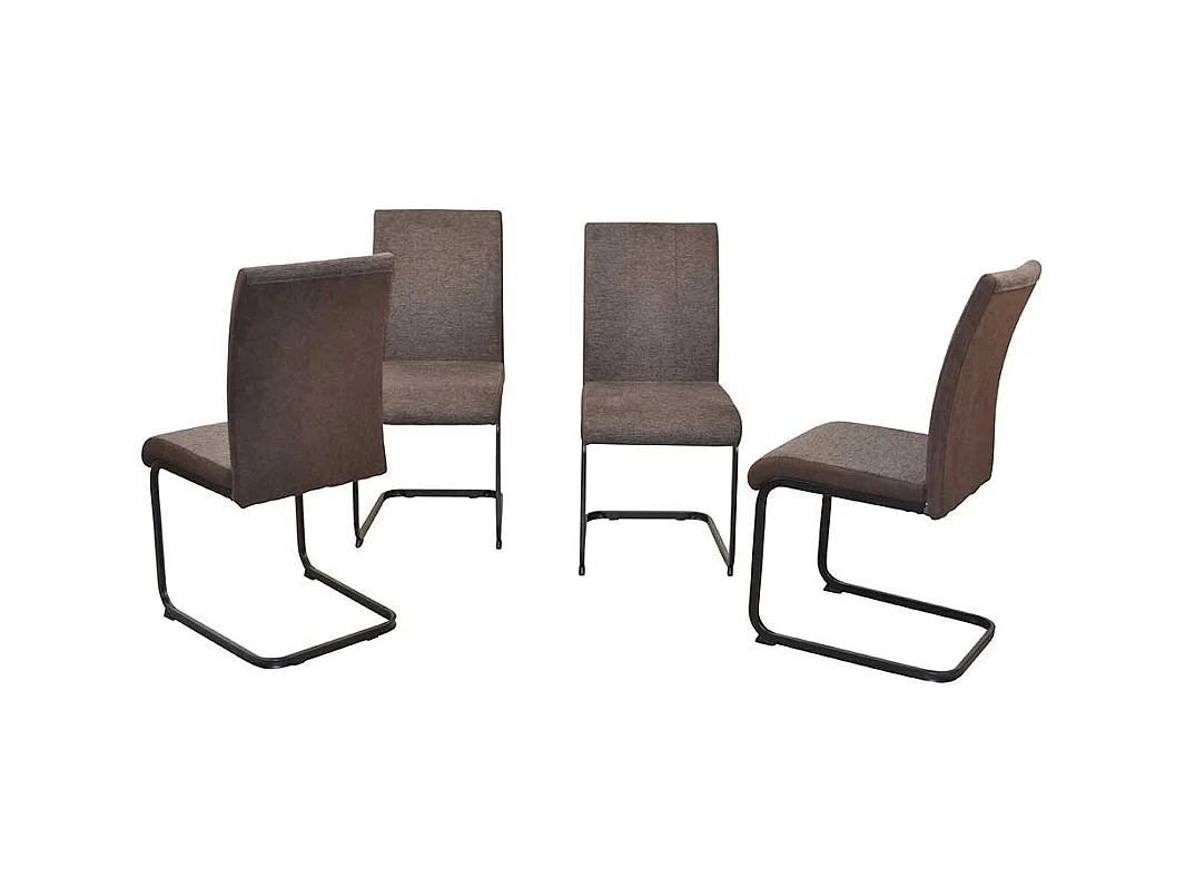 Freischwinger in Braun und Schwarz Strukturstoff und glattem Webstoff (4er Set)