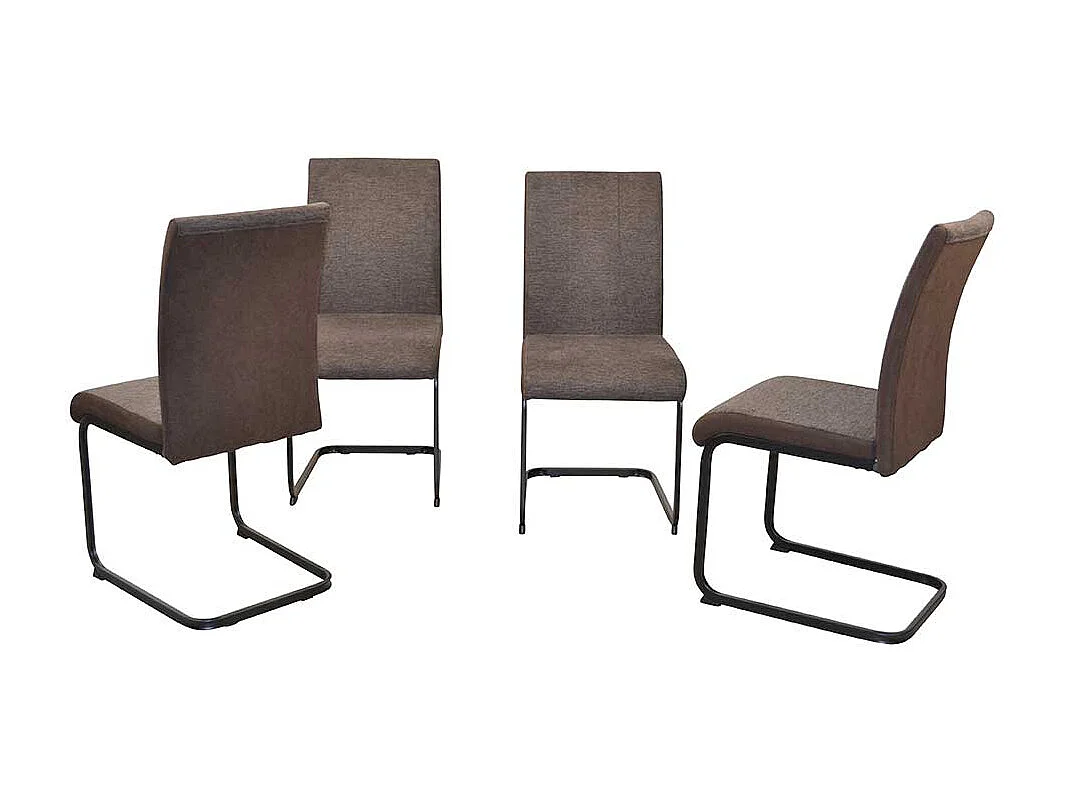 Freischwinger in Braun und Schwarz Strukturstoff und glattem Webstoff (4er Set)