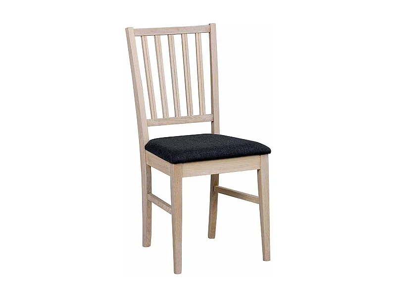 Holzstuhl in Eiche White Wash massiv Dunkelgrau gepolstert (2er Set)