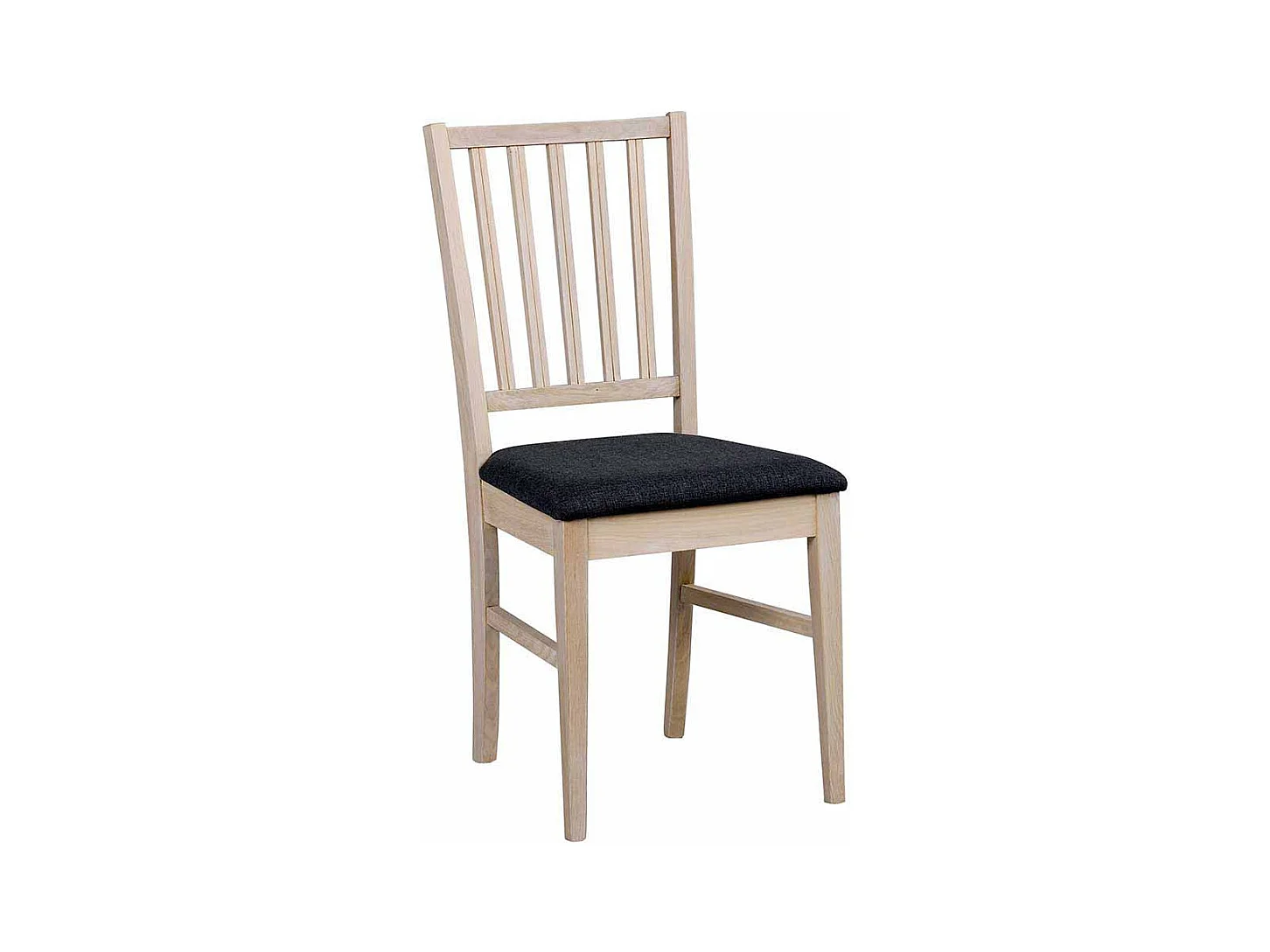 Holzstuhl in Eiche White Wash massiv Dunkelgrau gepolstert (2er Set)