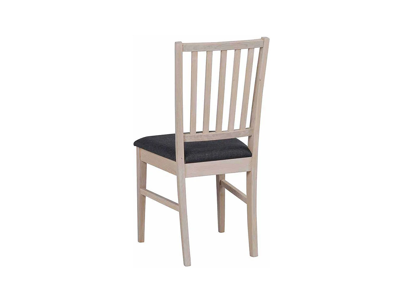 Holzstuhl in Eiche White Wash massiv Dunkelgrau gepolstert (2er Set)