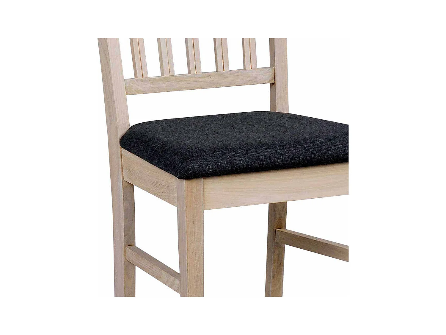 Holzstuhl in Eiche White Wash massiv Dunkelgrau gepolstert (2er Set)