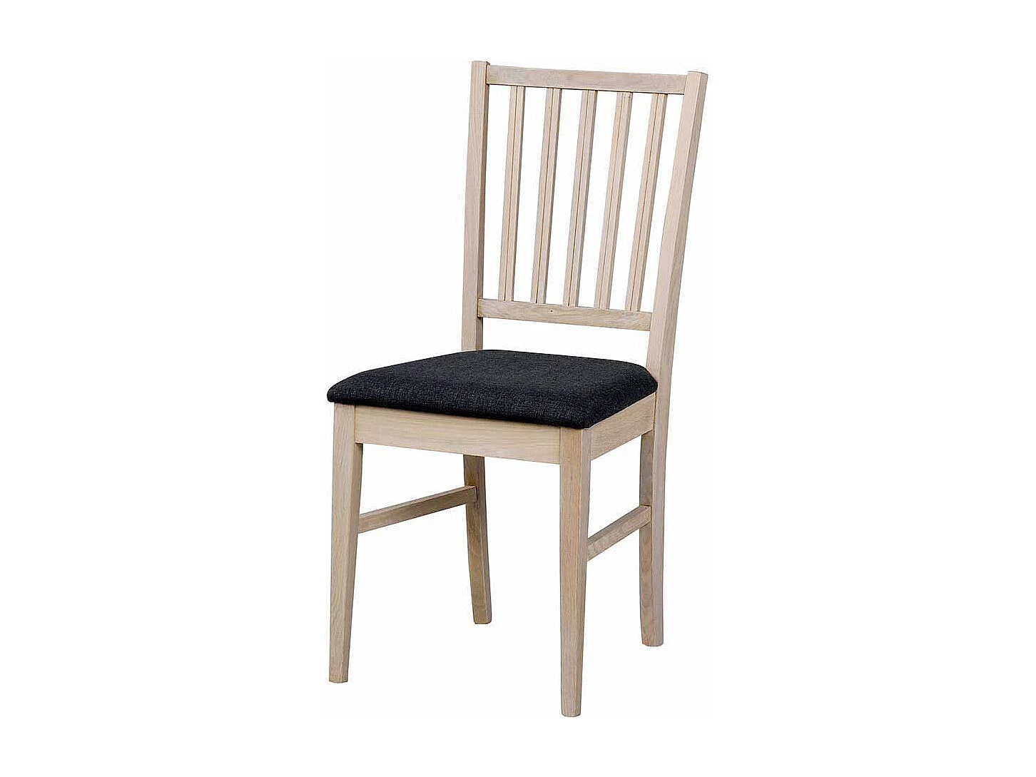 Holzstuhl in Eiche White Wash massiv Dunkelgrau gepolstert (2er Set)
