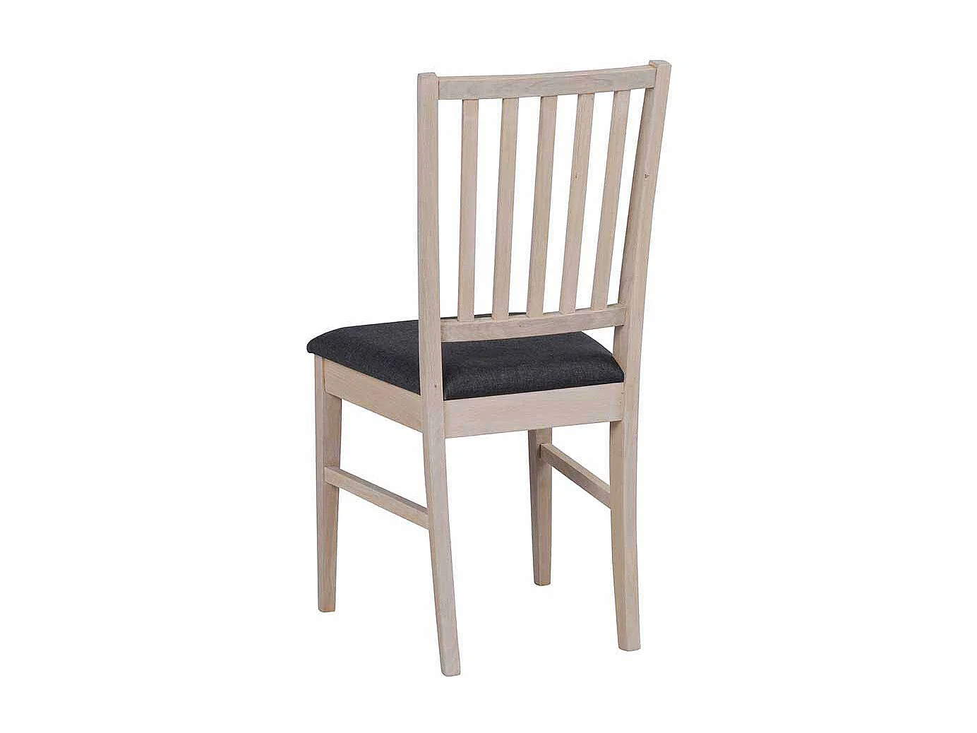 Holzstuhl in Eiche White Wash massiv Dunkelgrau gepolstert (2er Set)