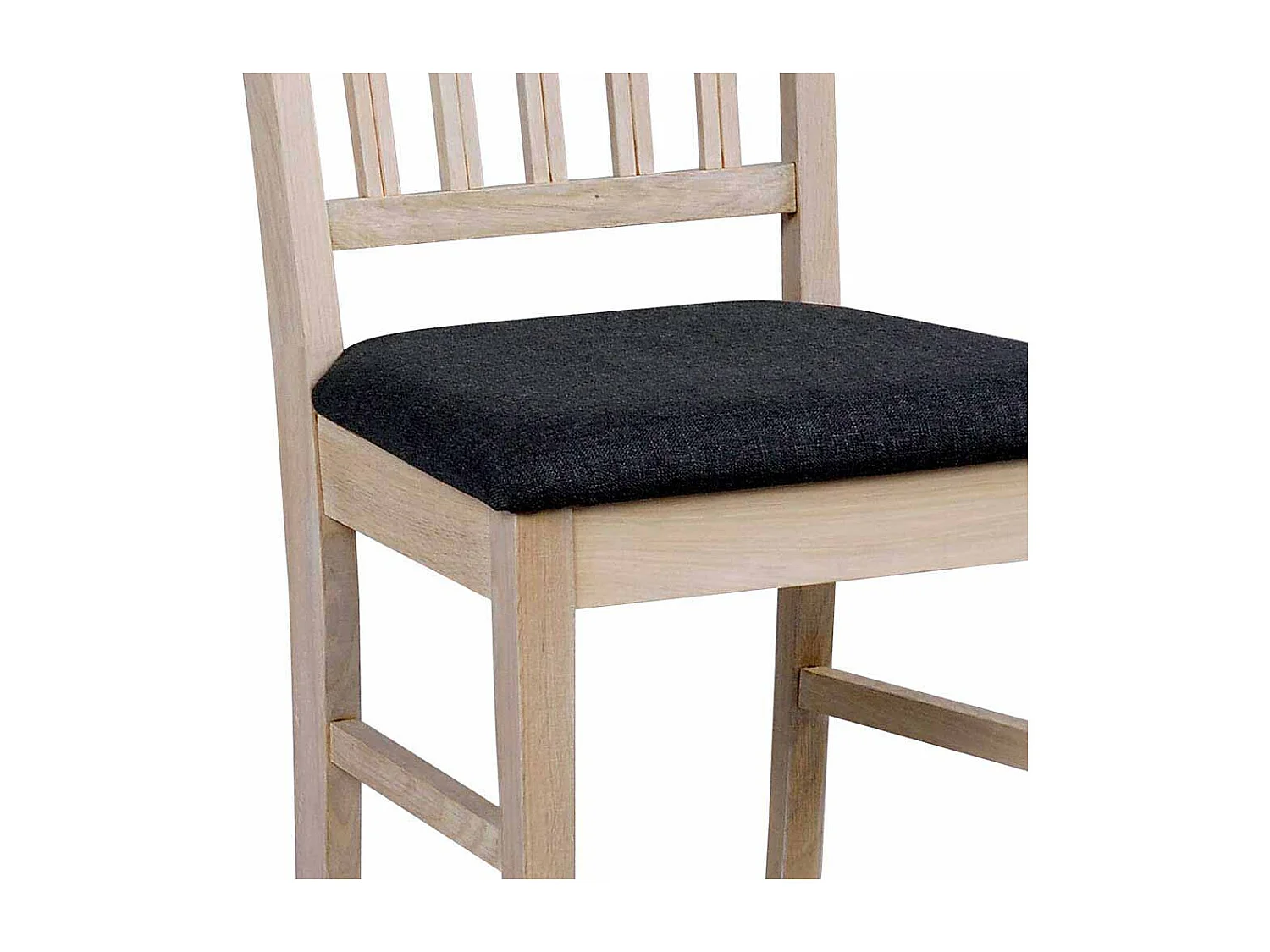 Holzstuhl in Eiche White Wash massiv Dunkelgrau gepolstert (2er Set)