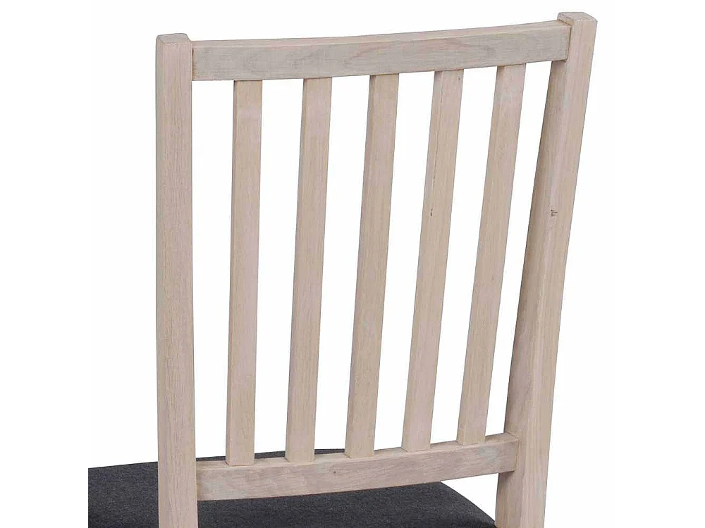 Holzstuhl in Eiche White Wash massiv Dunkelgrau gepolstert (2er Set)