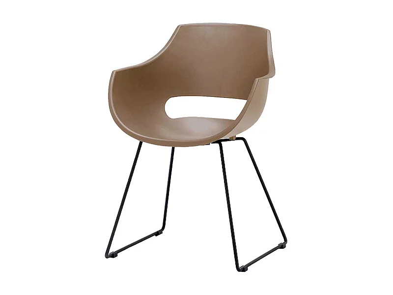 Armstühle in Taupe Kunststoff Metallbügeln (4er Set)