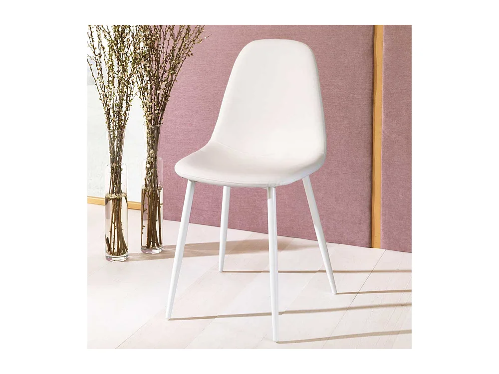 Kunstleder Stühle in Weiß Metallgestell (4er Set)