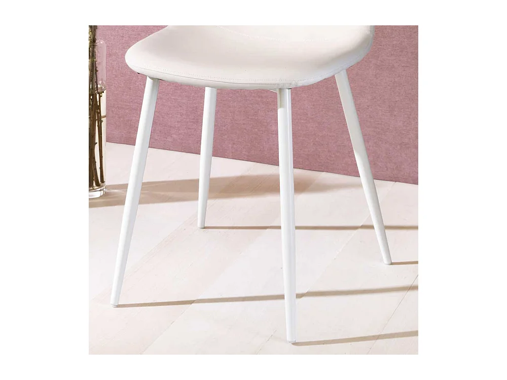 Kunstleder Stühle in Weiß Metallgestell (4er Set)