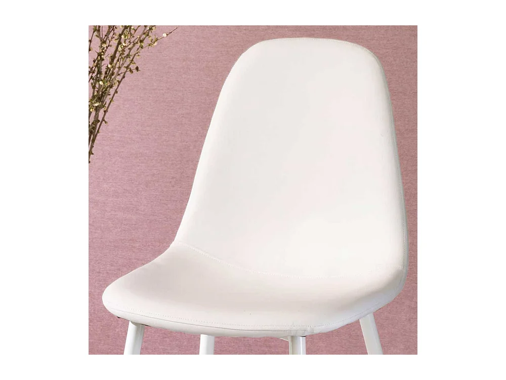 Kunstleder Stühle in Weiß Metallgestell (4er Set)