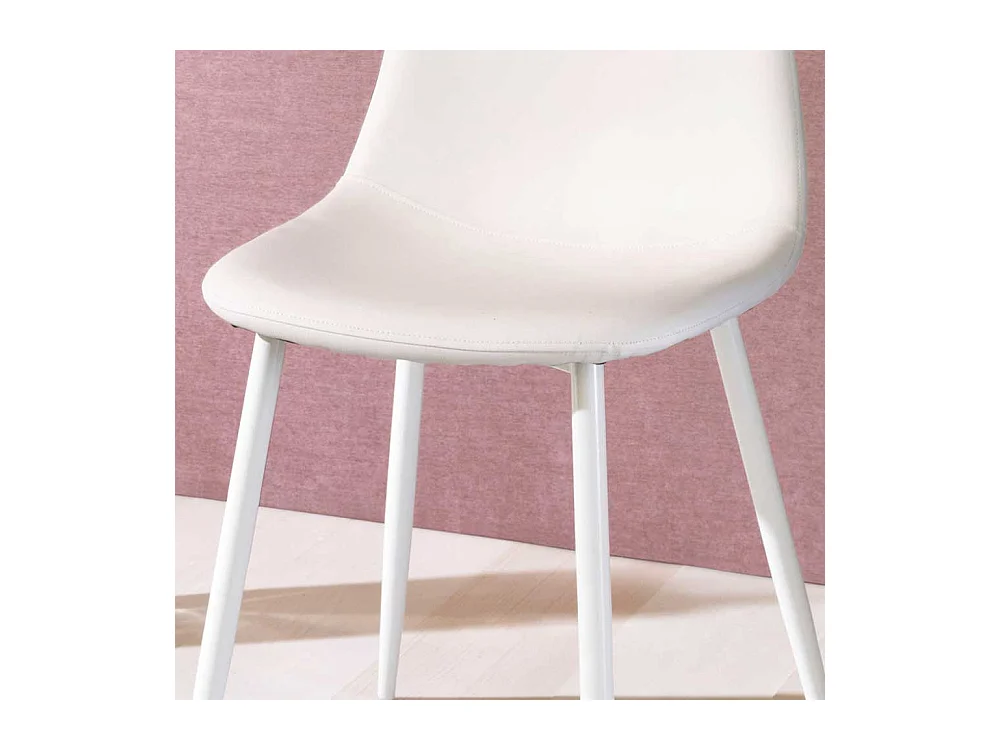 Kunstleder Stühle in Weiß Metallgestell (4er Set)