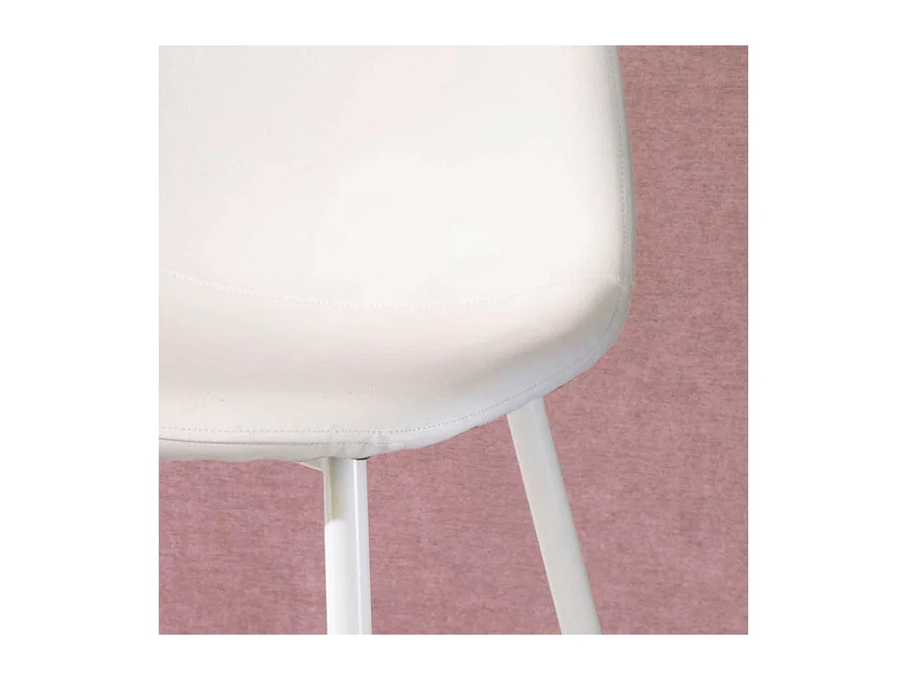 Kunstleder Stühle in Weiß Metallgestell (4er Set)