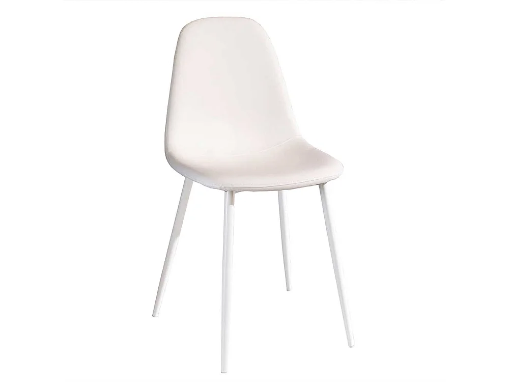 Kunstleder Stühle in Weiß Metallgestell (4er Set)