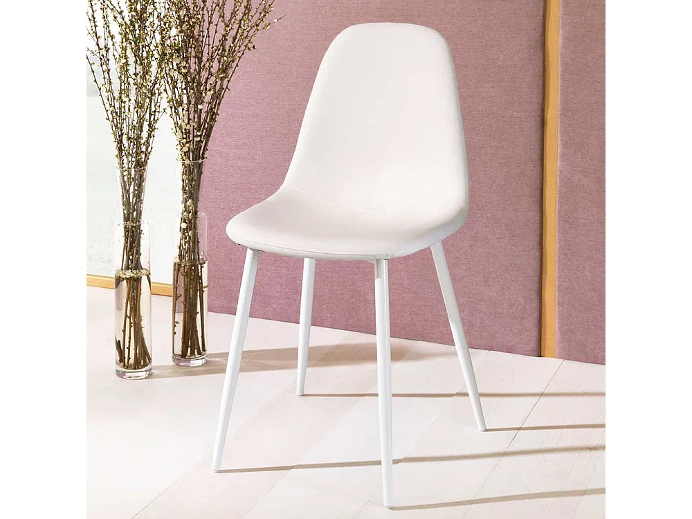 Kunstleder Stühle in Weiß Metallgestell (4er Set)