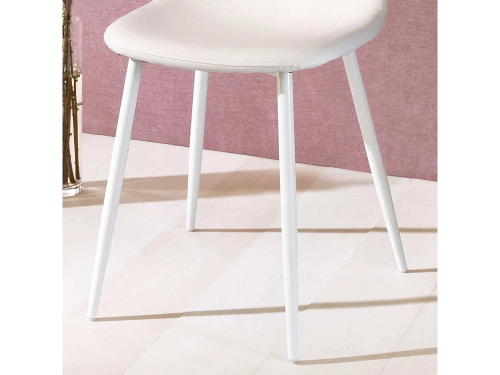 Kunstleder Stühle in Weiß Metallgestell (4er Set)