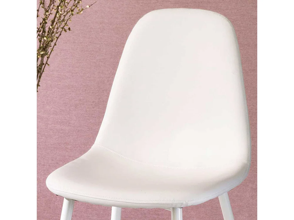 Kunstleder Stühle in Weiß Metallgestell (4er Set)