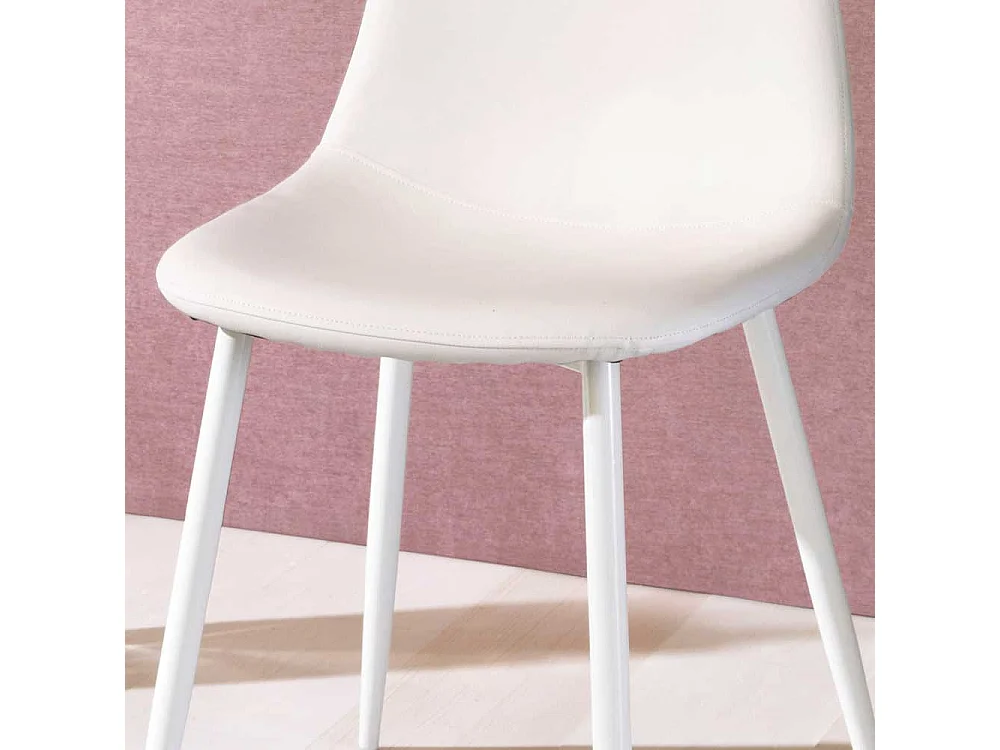 Kunstleder Stühle in Weiß Metallgestell (4er Set)