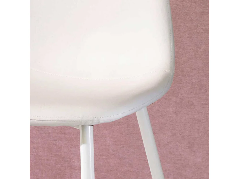 Kunstleder Stühle in Weiß Metallgestell (4er Set)