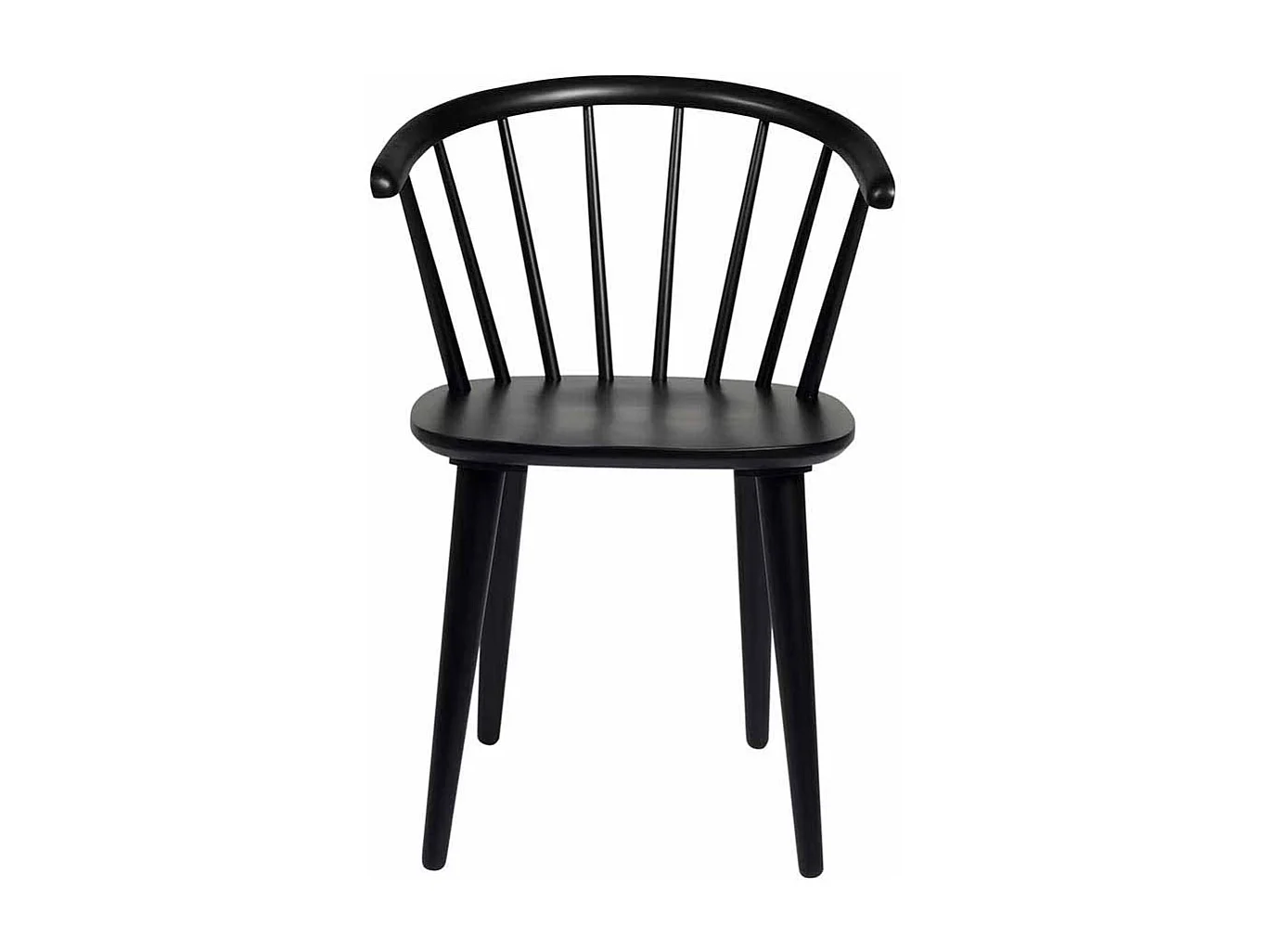 Holzstuhl in Schwarz halbrunde Lehne (2er Set)