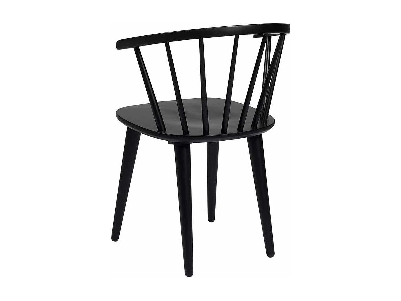 Holzstuhl in Schwarz halbrunde Lehne (2er Set)