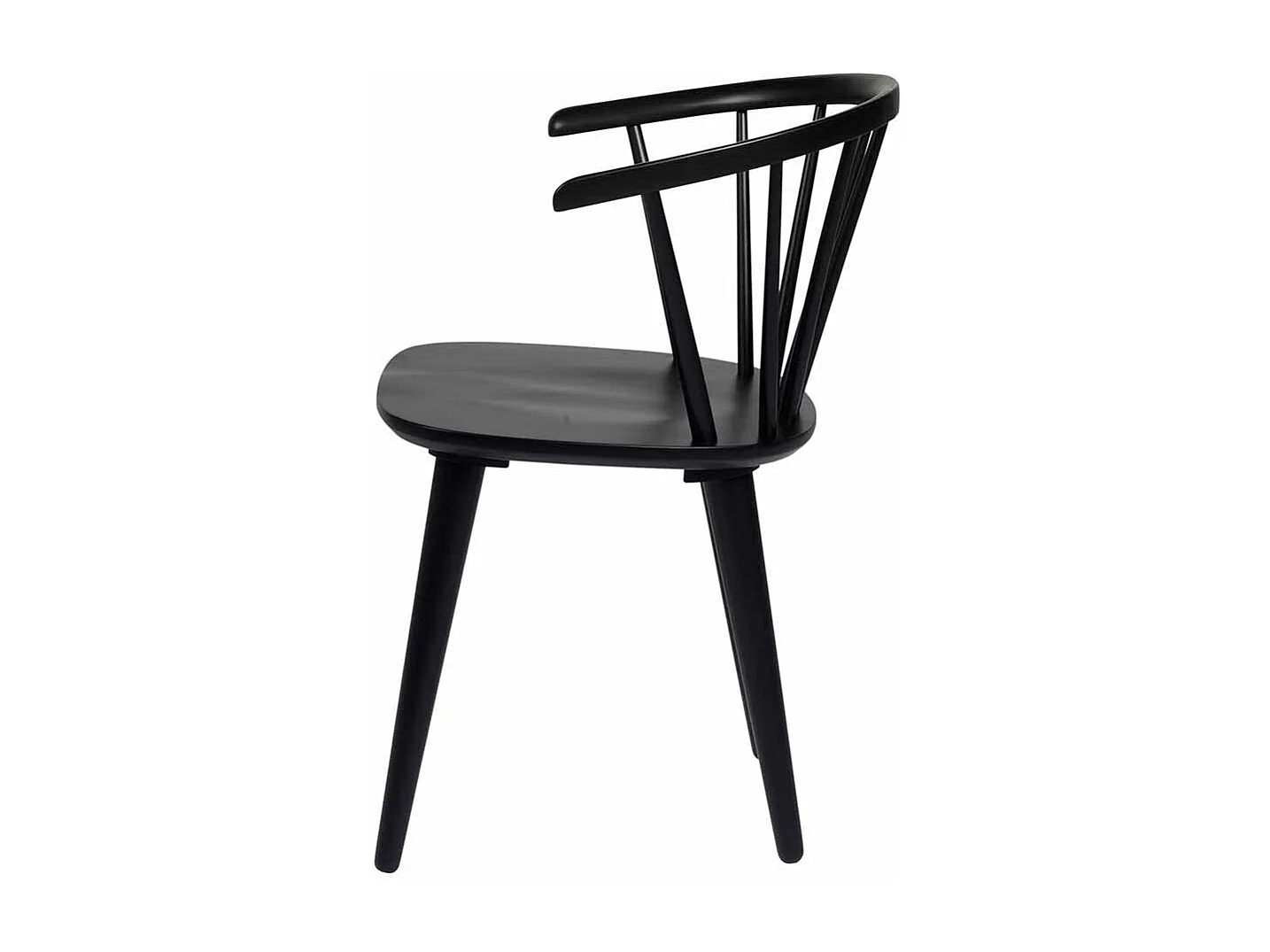 Holzstuhl in Schwarz halbrunde Lehne (2er Set)