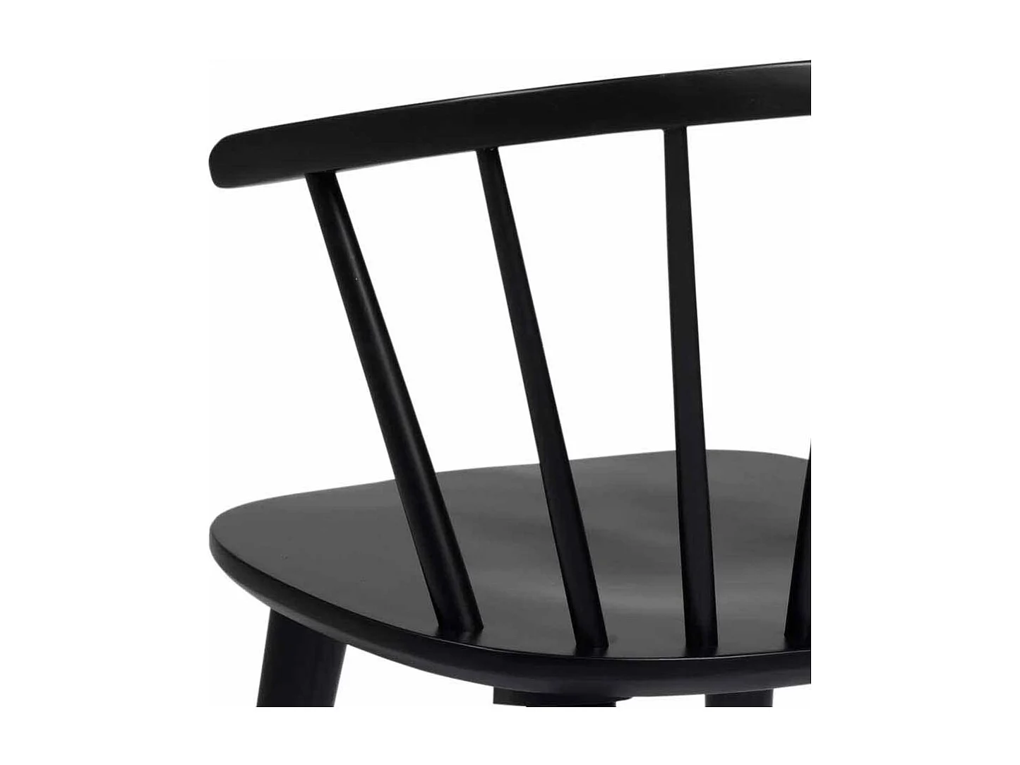 Holzstuhl in Schwarz halbrunde Lehne (2er Set)