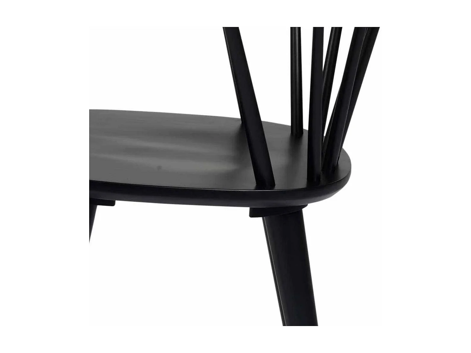 Holzstuhl in Schwarz halbrunde Lehne (2er Set)