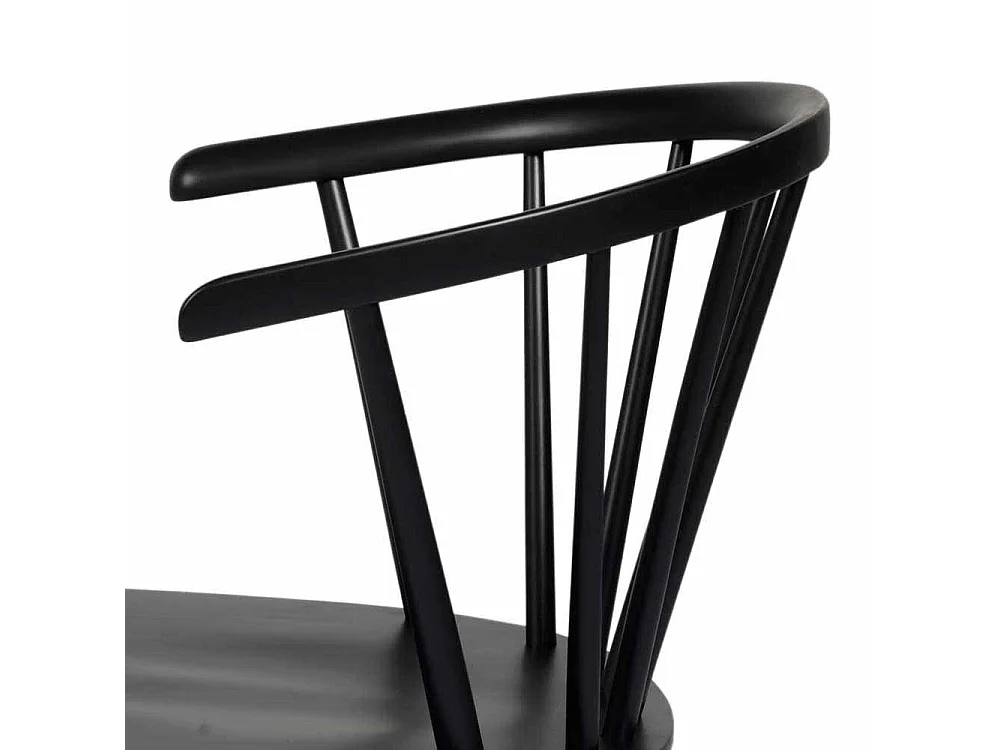 Holzstuhl in Schwarz halbrunde Lehne (2er Set)