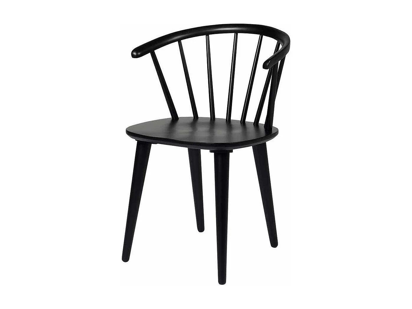 Holzstuhl in Schwarz halbrunde Lehne (2er Set)