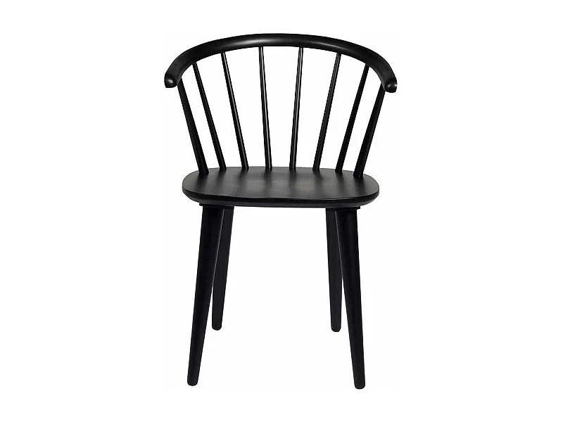 Holzstuhl in Schwarz halbrunde Lehne (2er Set)